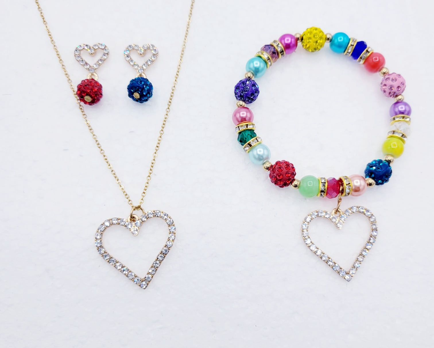 Multicolor And Gold Heart Set