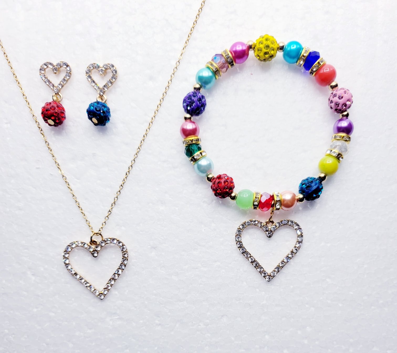 Multicolor And Gold Heart Set