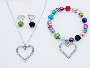 Multicolor And Silver Heart Set