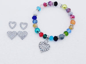 Multicolor And Silver Heart Set