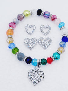 Multicolor And Silver Heart Set