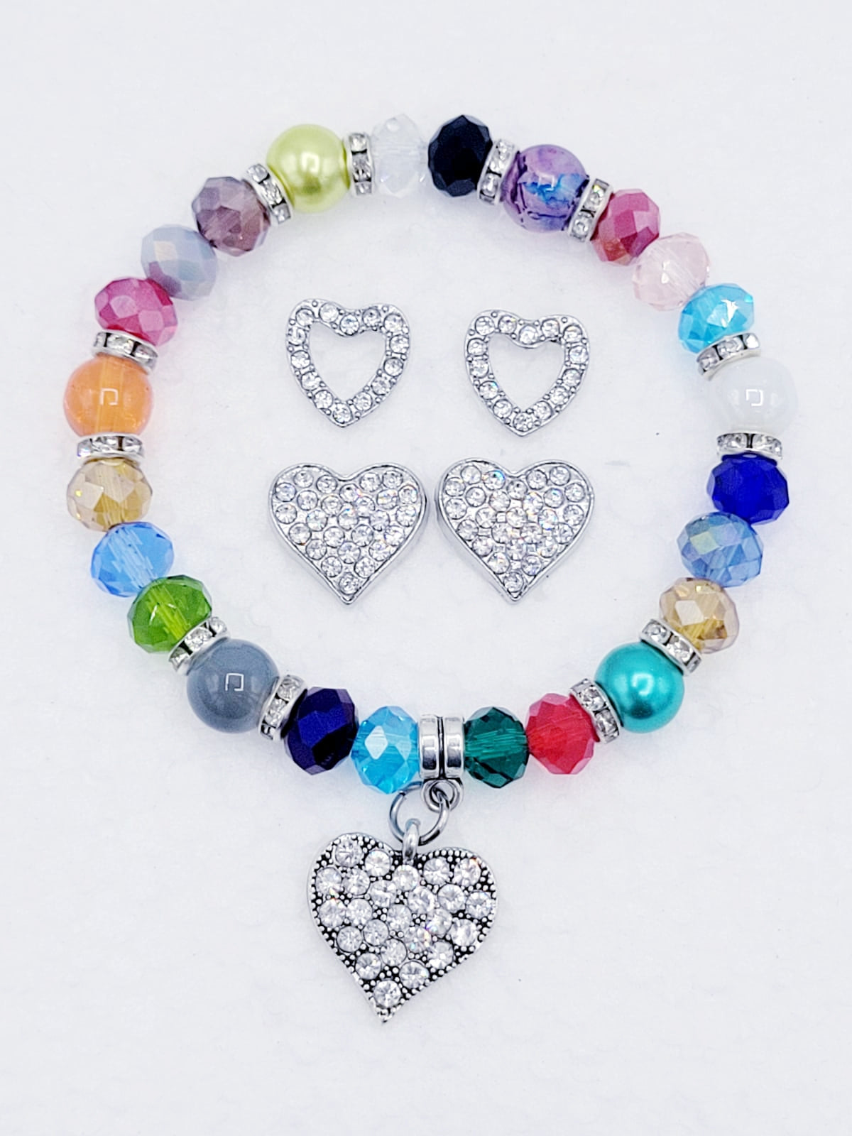 Multicolor And Silver Heart Set