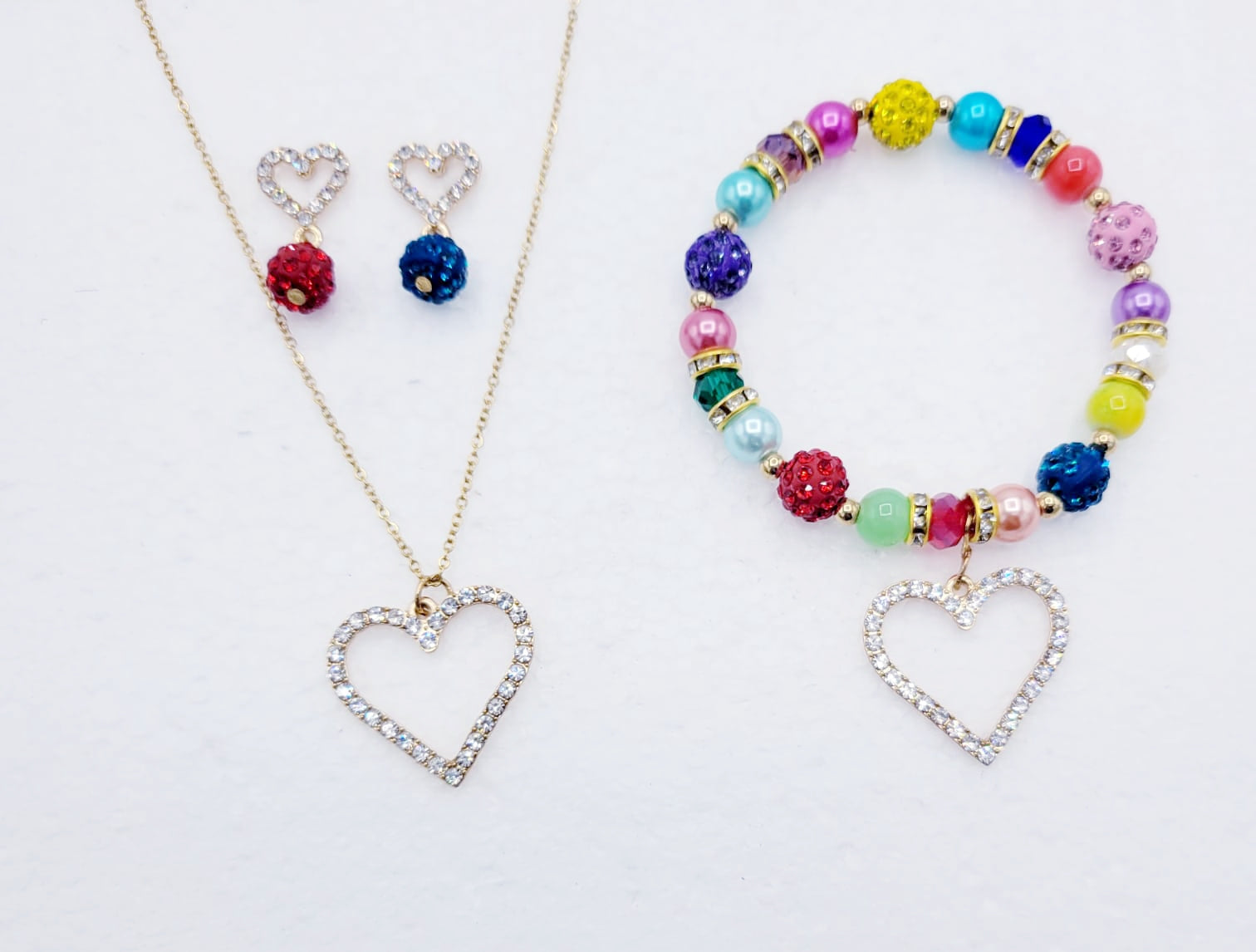 Multicolor And Gold Heart Set