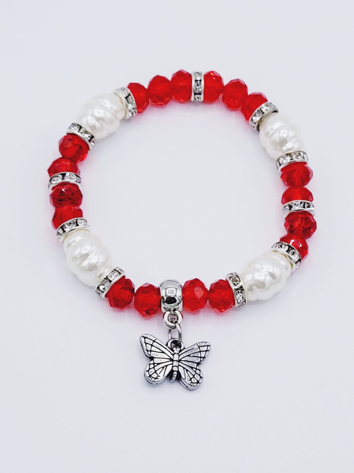 Red And White Butterfly Bracelet