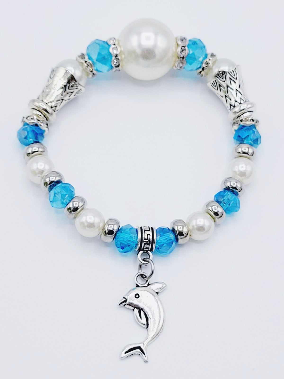 Aquamarine And White Dolphin Bracelet