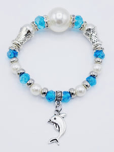 Aquamarine And White Dolphin Bracelet