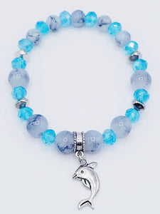 Aquamarine And Gray Dolphin Bracelet