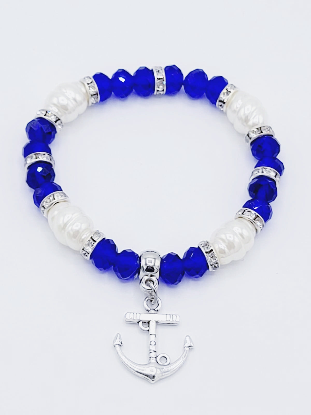 Sapphire Blue And White Anchor Bracelet