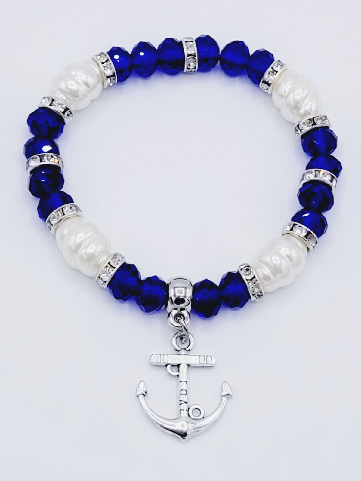 Sapphire Blue And White Anchor Bracelet