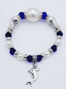 Sapphire Blue And White Dolphin Bracelet