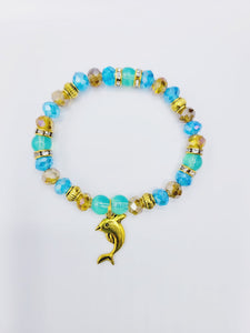 Aquamarine And Gold Dolphin Bracelet