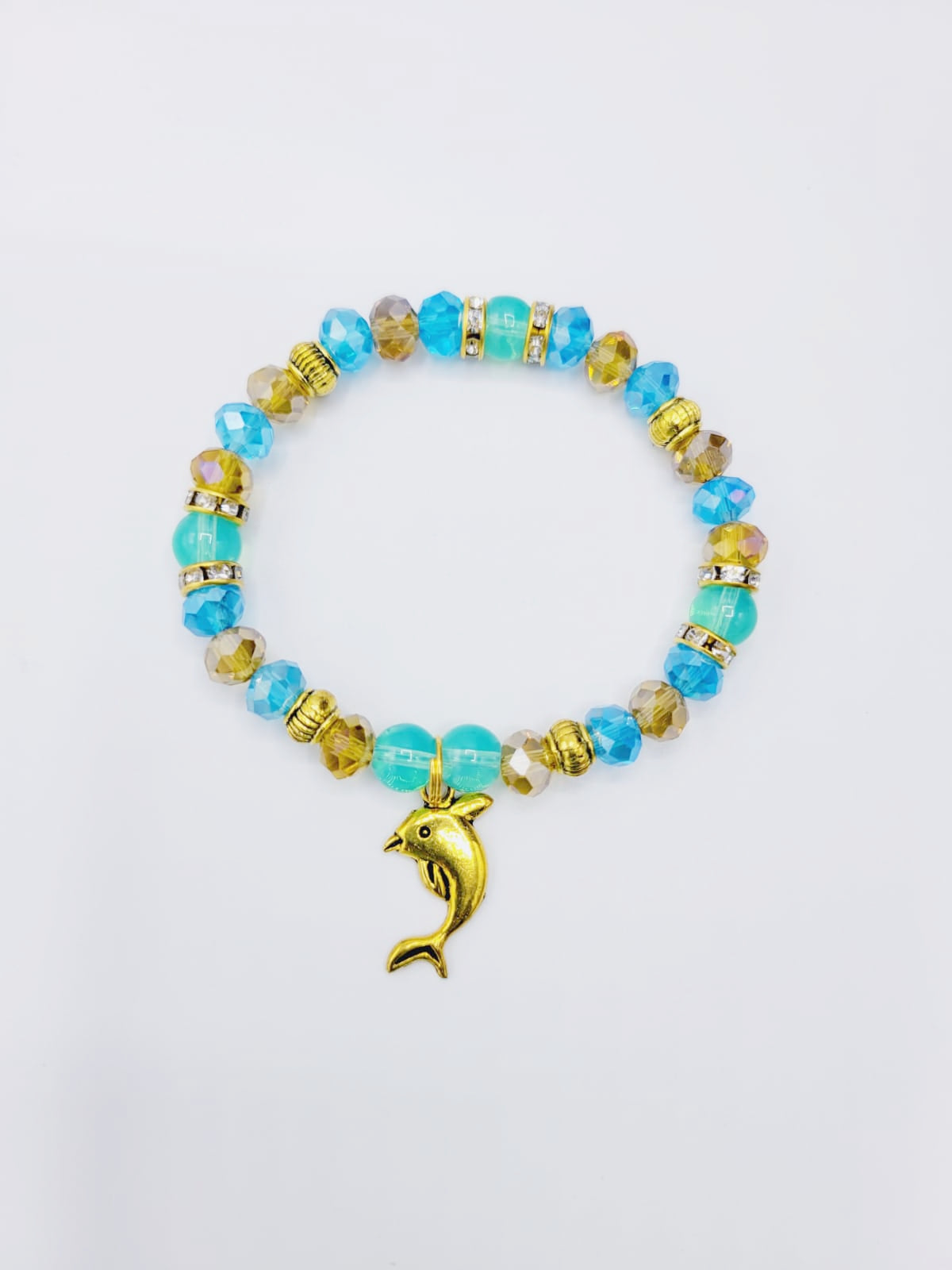 Aquamarine And Gold Dolphin Bracelet
