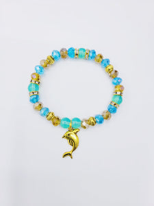 Aquamarine And Gold Dolphin Bracelet