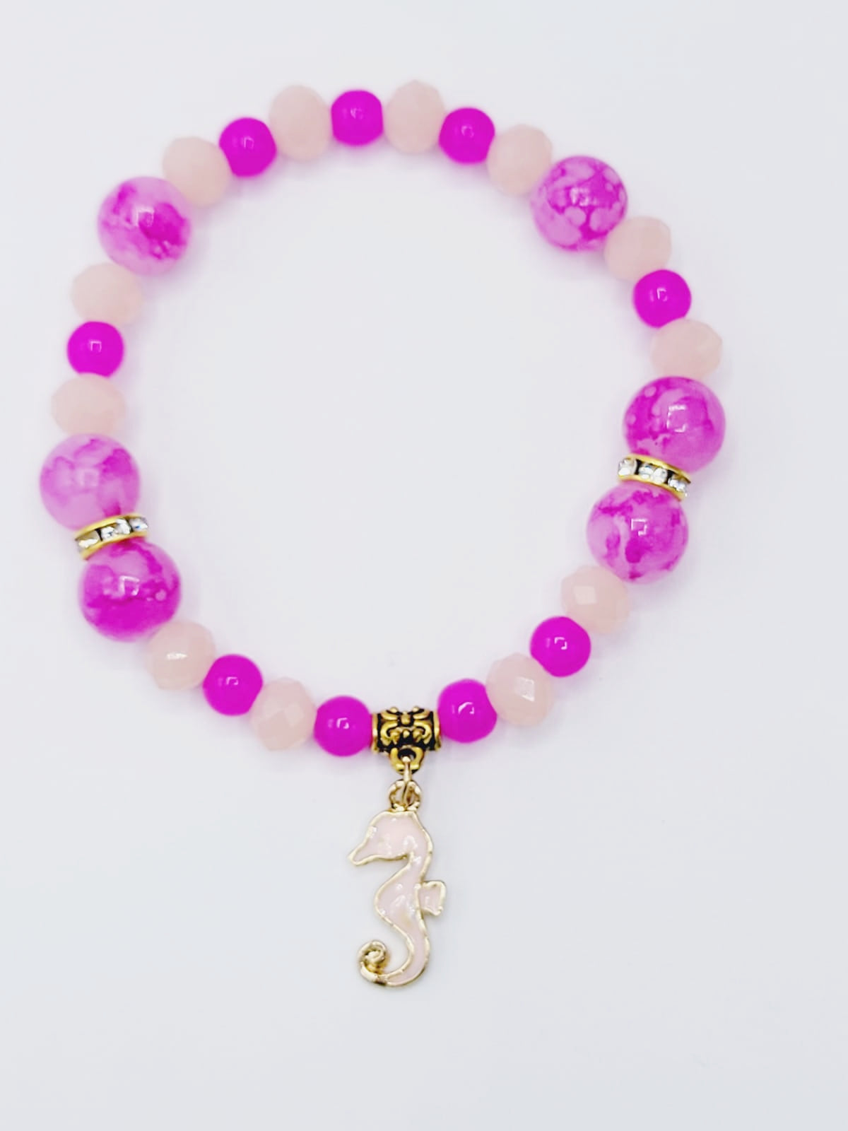 Neon Pink Seahorse Bracelet