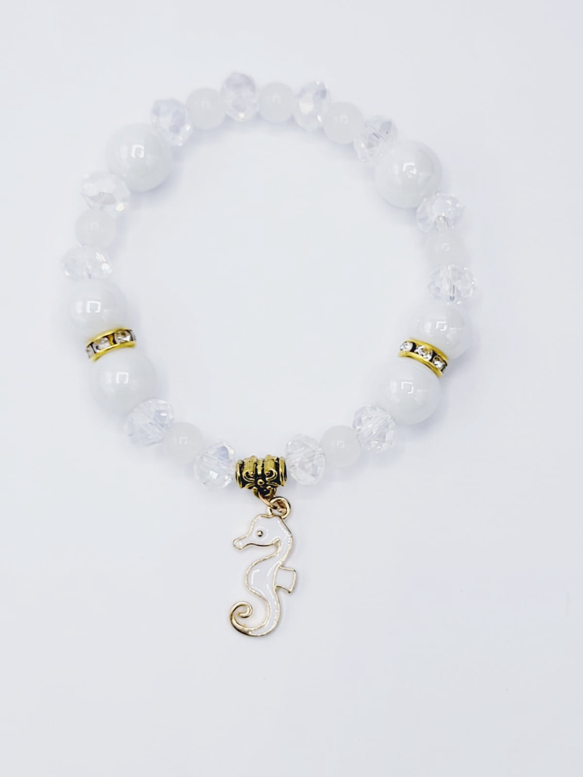 Clear And White Seahorse Bracelet