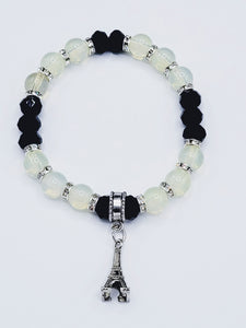 Opal And Black Eiffel Tower Bracelet