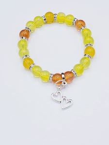 Yellow And Orange Heart Bracelet