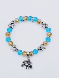 Aquamarine And Amber Elephant Bracelet