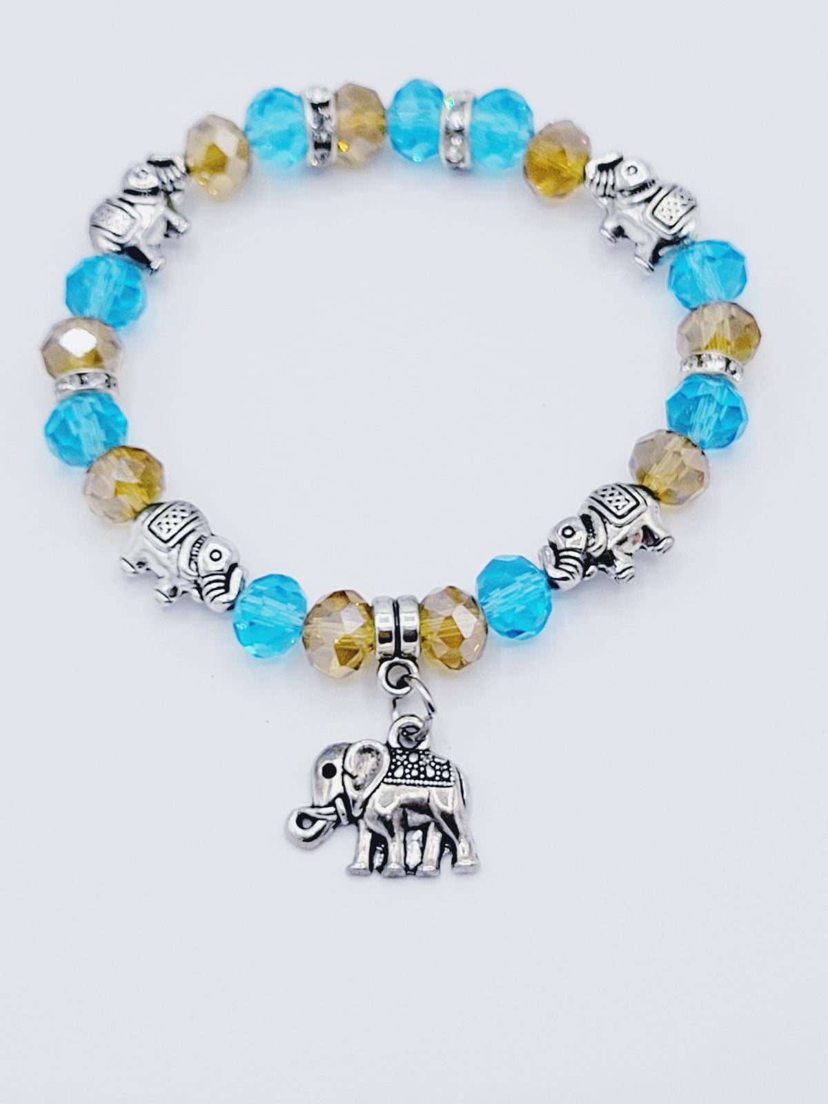 Aquamarine And Amber Elephant Bracelet