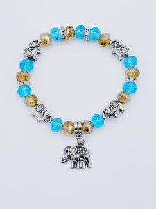 Aquamarine And Amber Elephant Bracelet