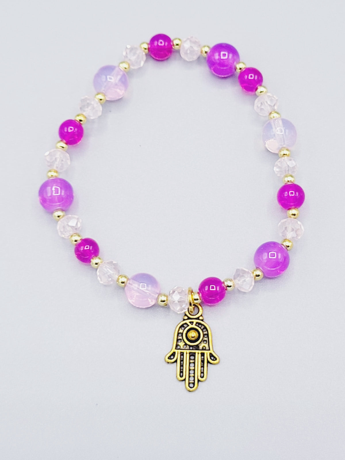 Pink And Clear Fatima's Hand Bracelet