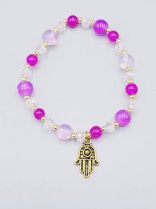 Pink And Clear Fatima's Hand Bracelet