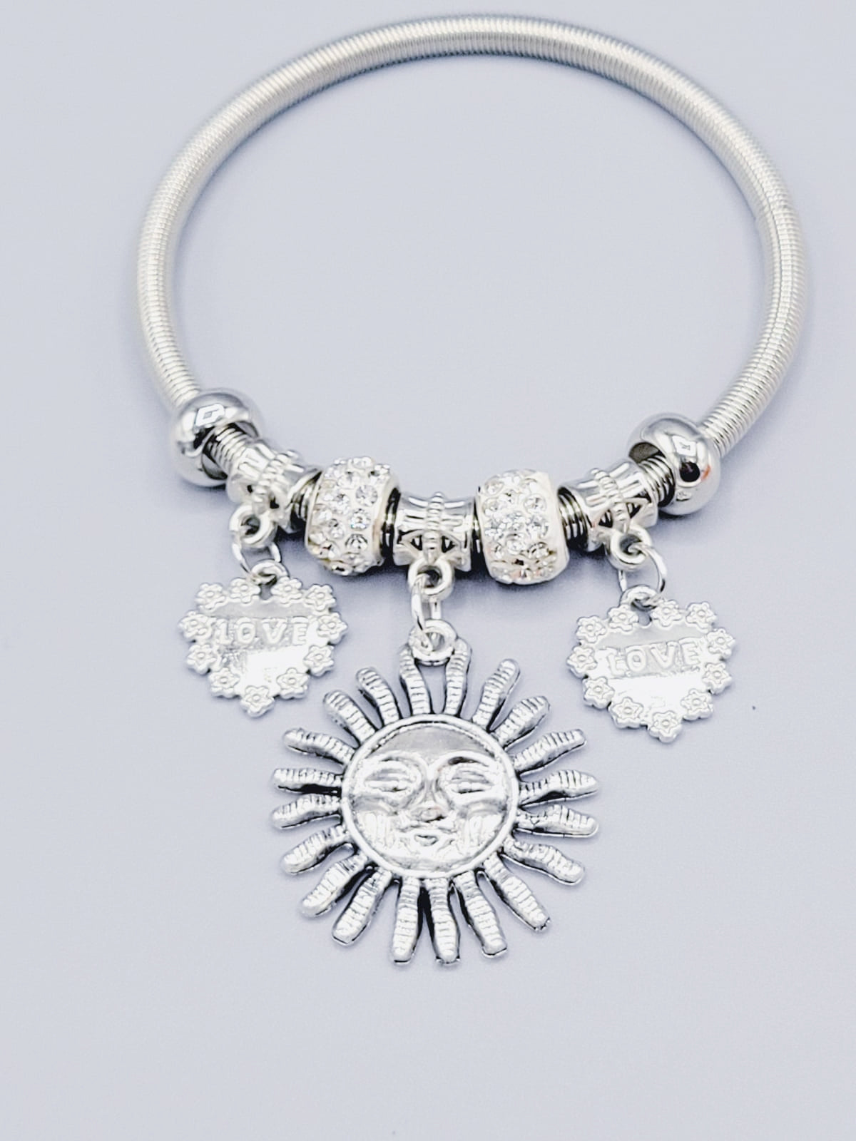 Silver Sun Bangle Bracelet