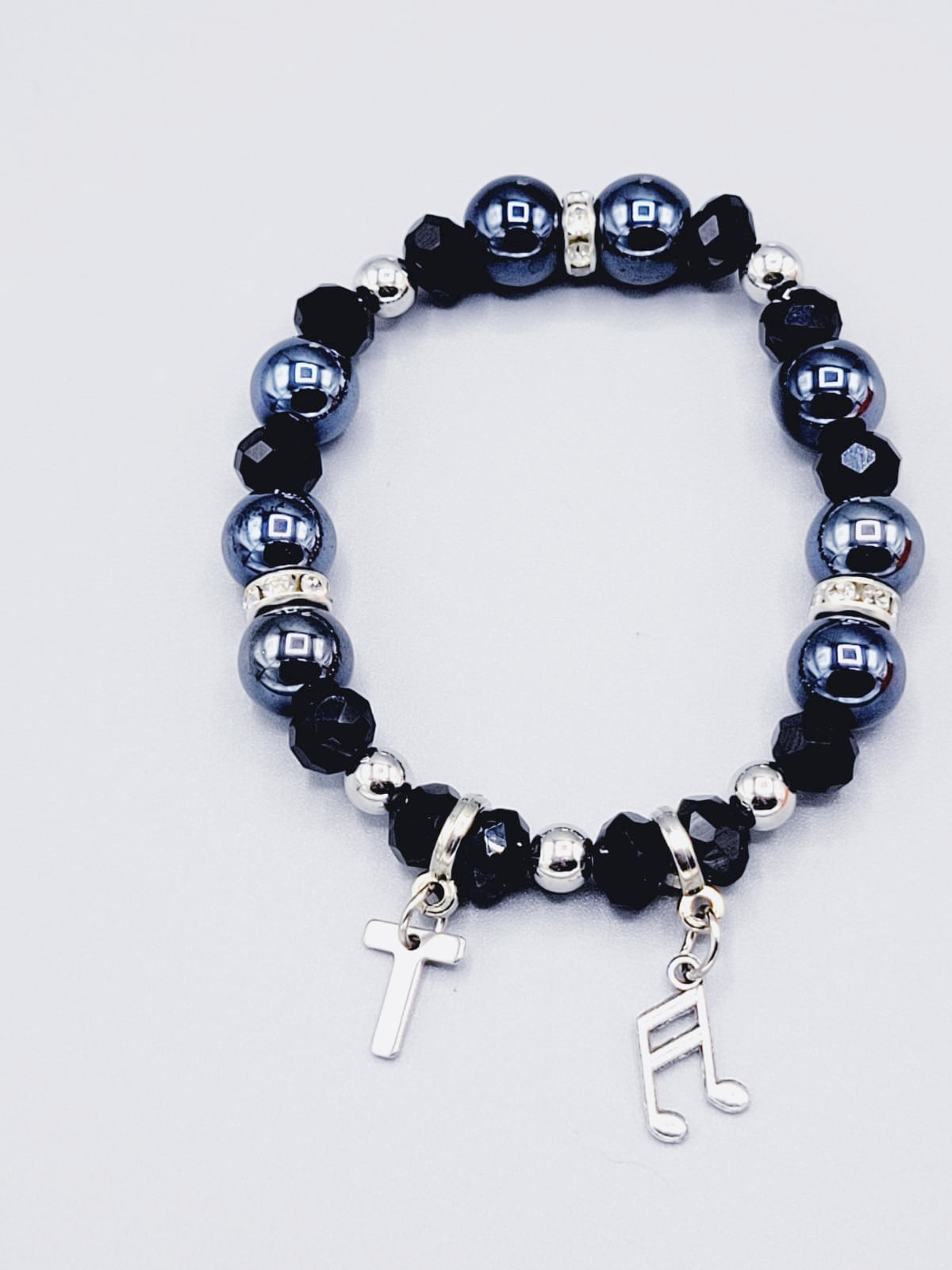 Black Cross And Music Sign Bracelet