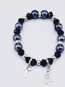 Black Cross And Music Sign Bracelet