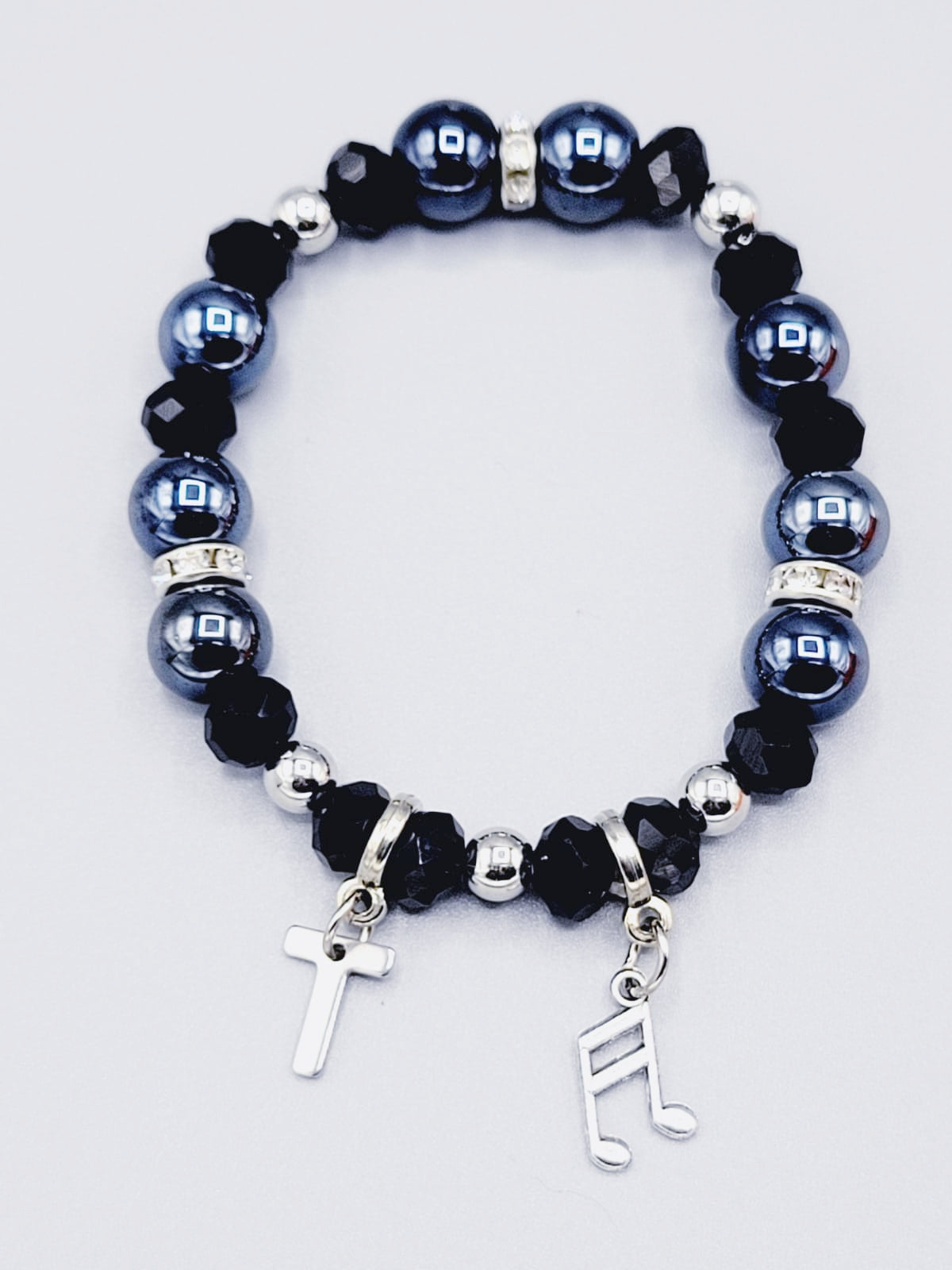 Black Cross And Music Sign Bracelet