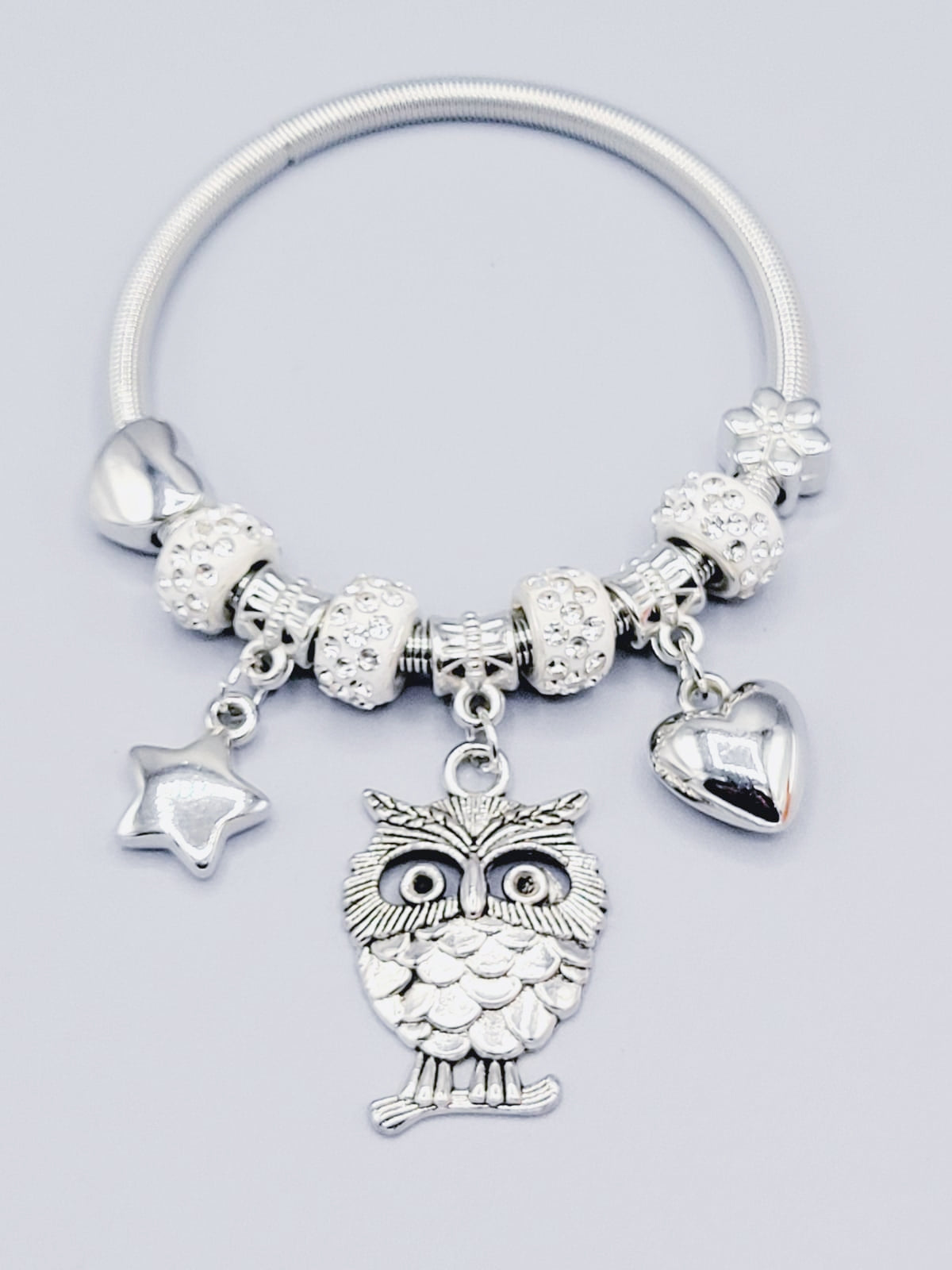 Silver Owl Bangle Bracelet