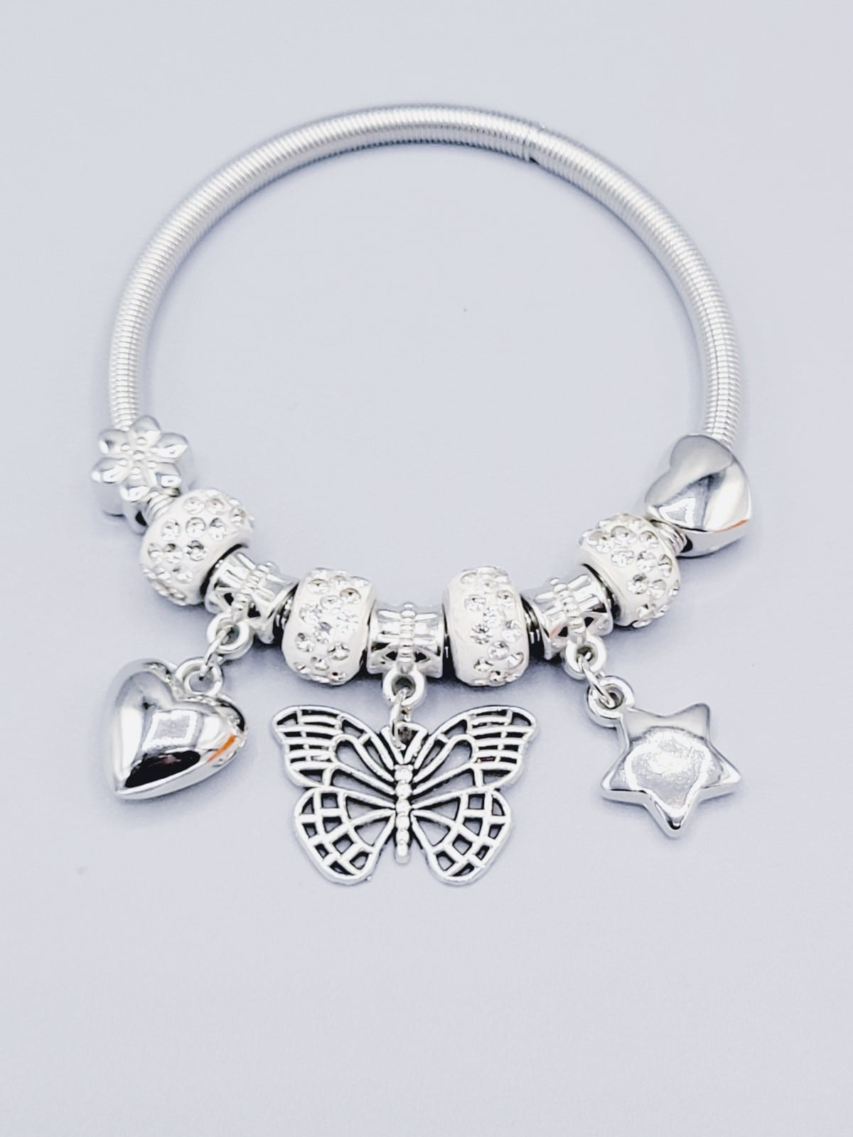 Silver Butterfly Bangle Bracelet