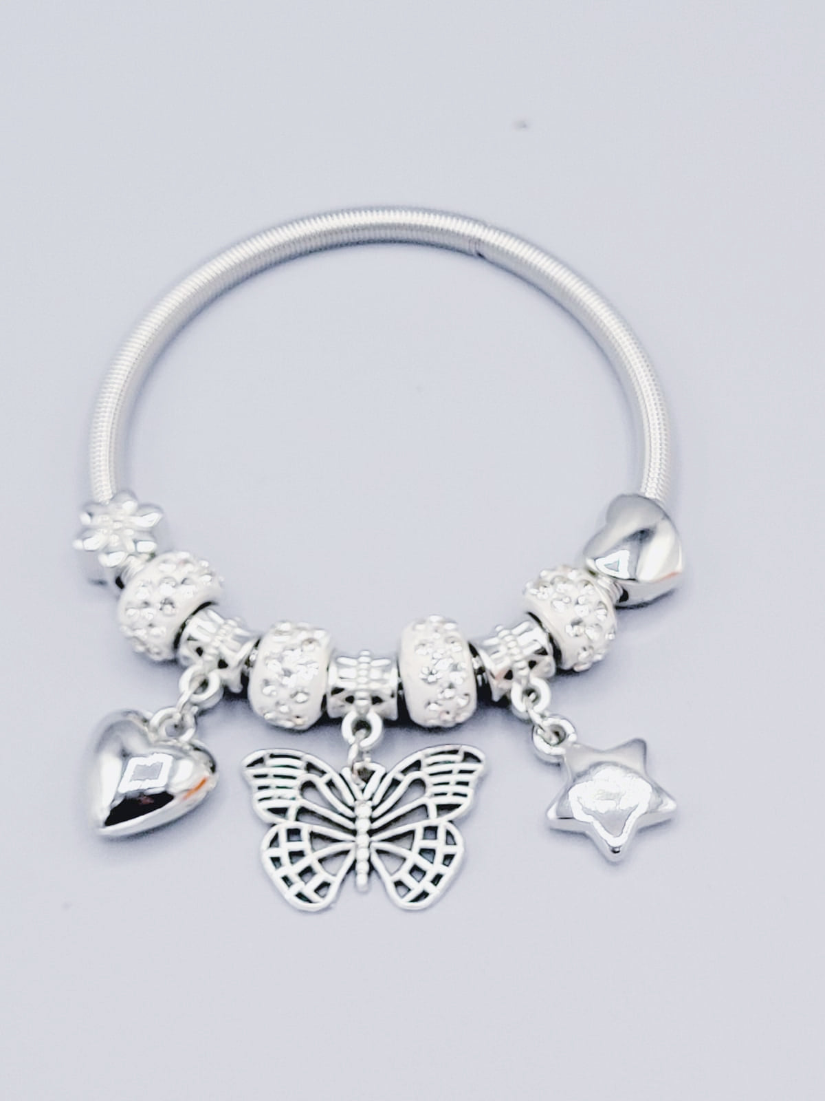 Silver Butterfly Bangle Bracelet