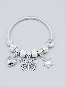 Silver Butterfly Bangle Bracelet