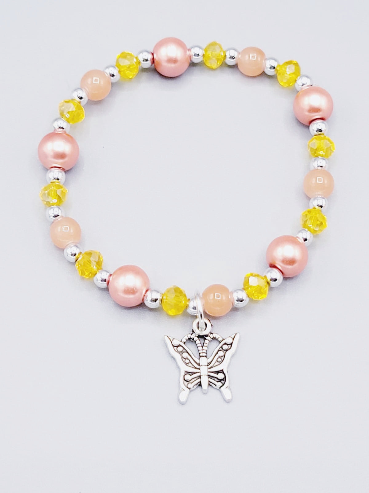 Yellow And Peach Butterfly Bracelet