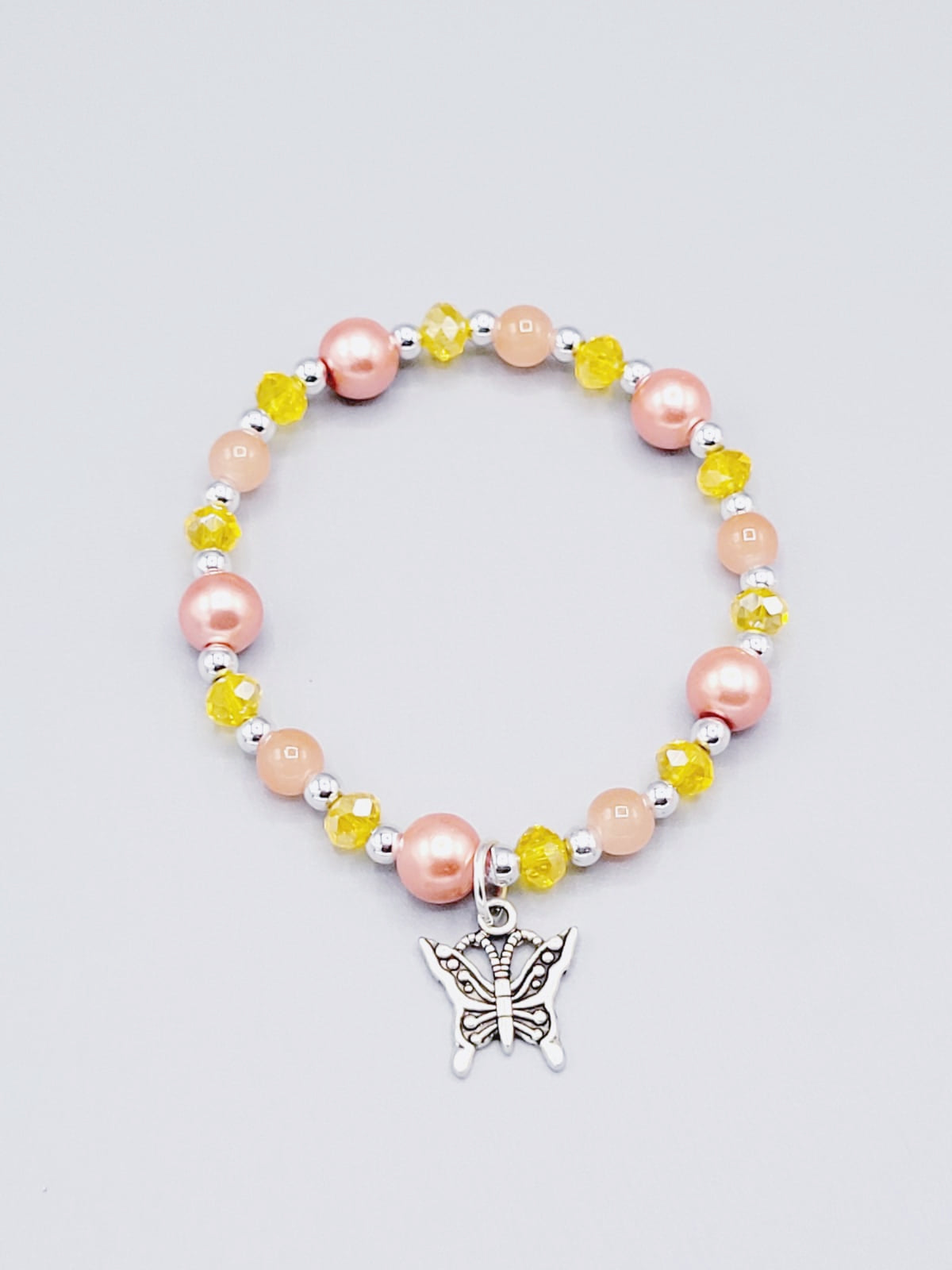 Yellow And Peach Butterfly Bracelet