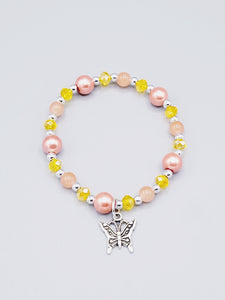 Yellow And Peach Butterfly Bracelet