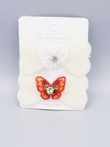 White And Red Butterfly Hair Clip