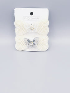 White And Gray Butterfly Hair Clip