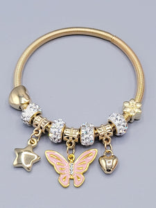 Pink Butterfly Bangle Bracelet