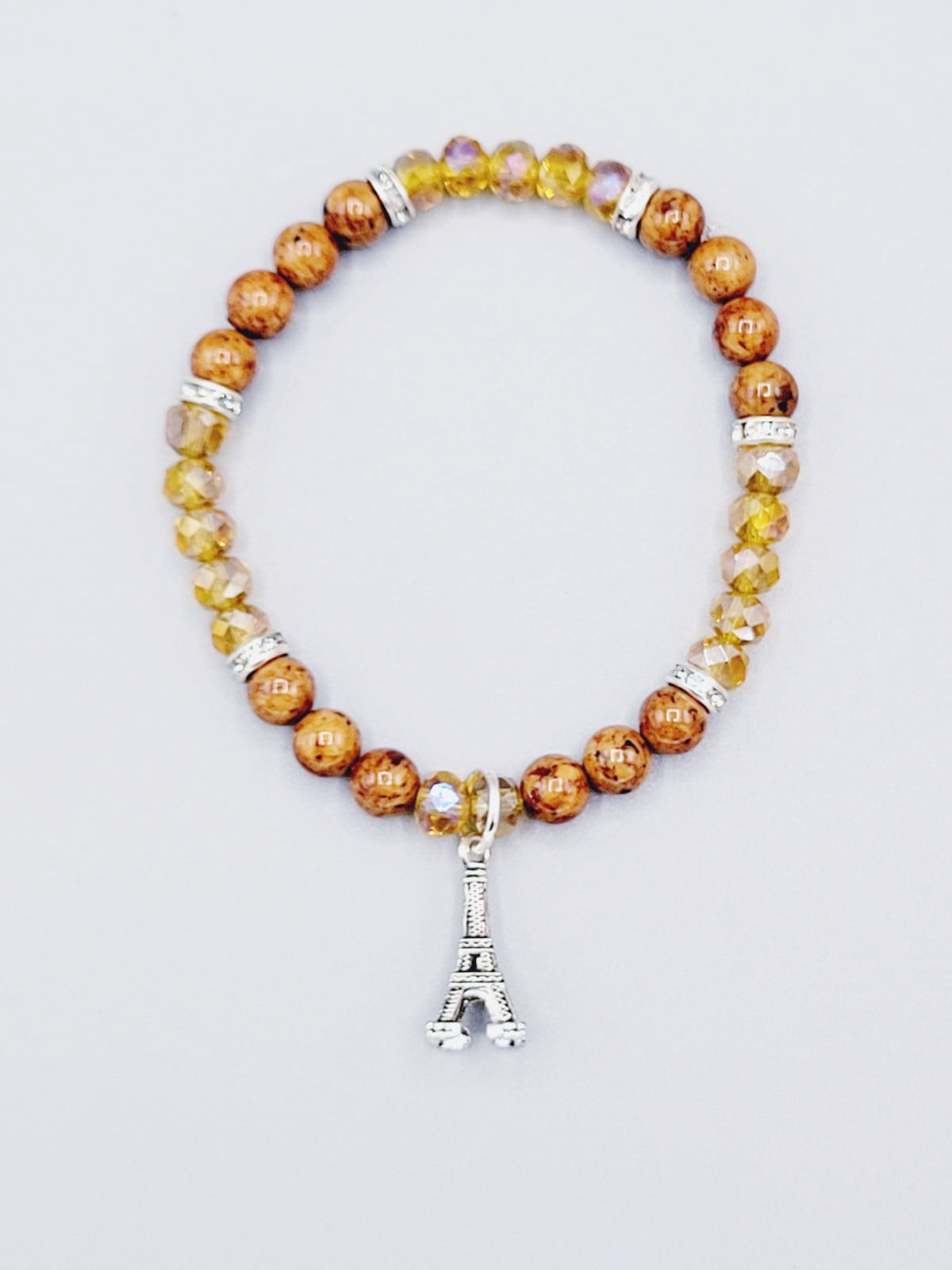 Brown And Amber Eiffel Tower Bracelet