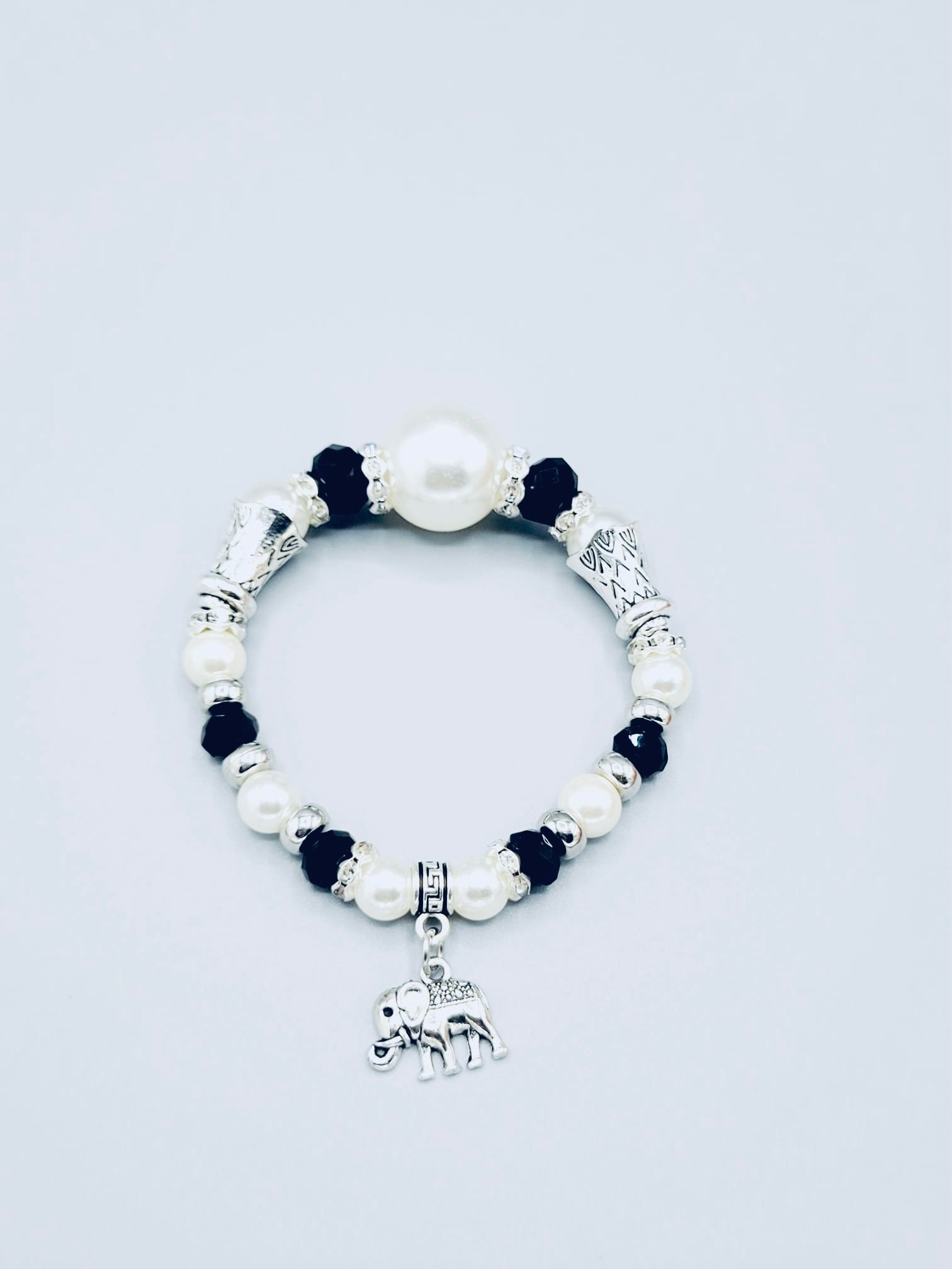White And Black Elephant Bracelet
