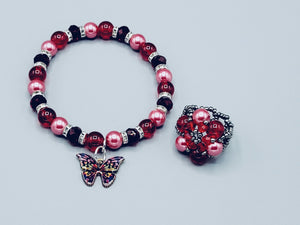 Red And Wine Butterfly Set