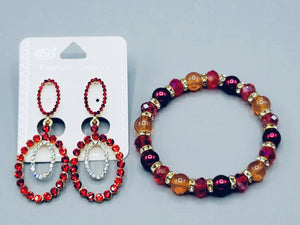 Red And Orange Set (Earrings / Bracelet)