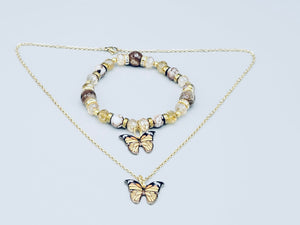 Yellow And Amber Butterfly Set