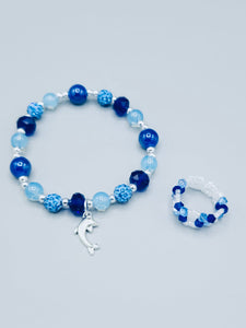 Sapphire Blue And Aquamarine Dolphin Set