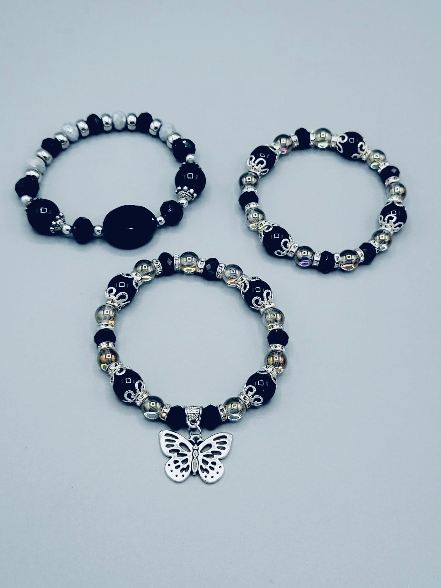 Black Butterfly Bracelets Trio