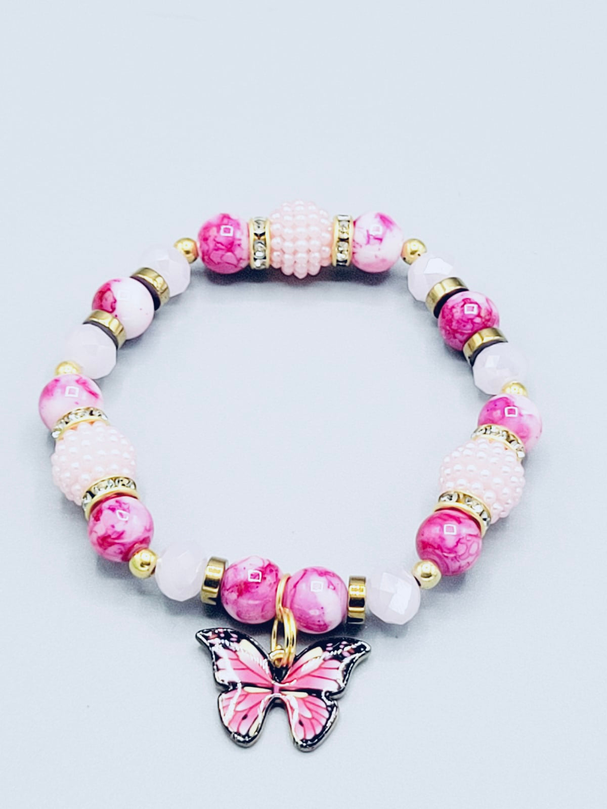 Pink And White Butterfly Bracelet