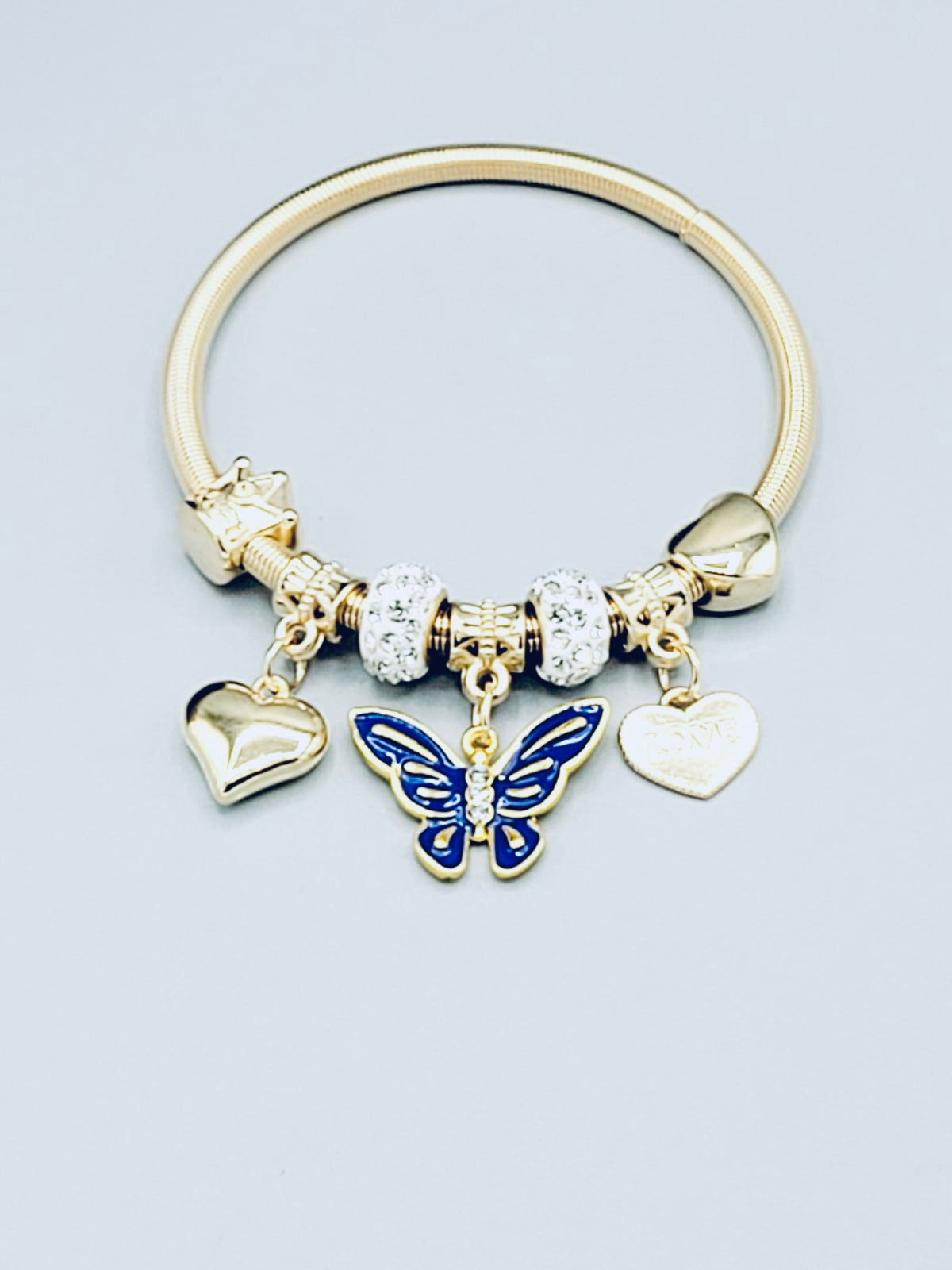 Sapphire Blue Butterfly Bangle Bracelet