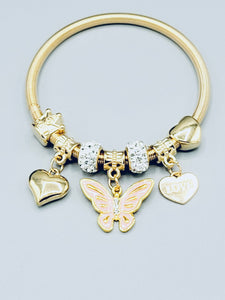 Pink Butterfly Bangle Bracelet